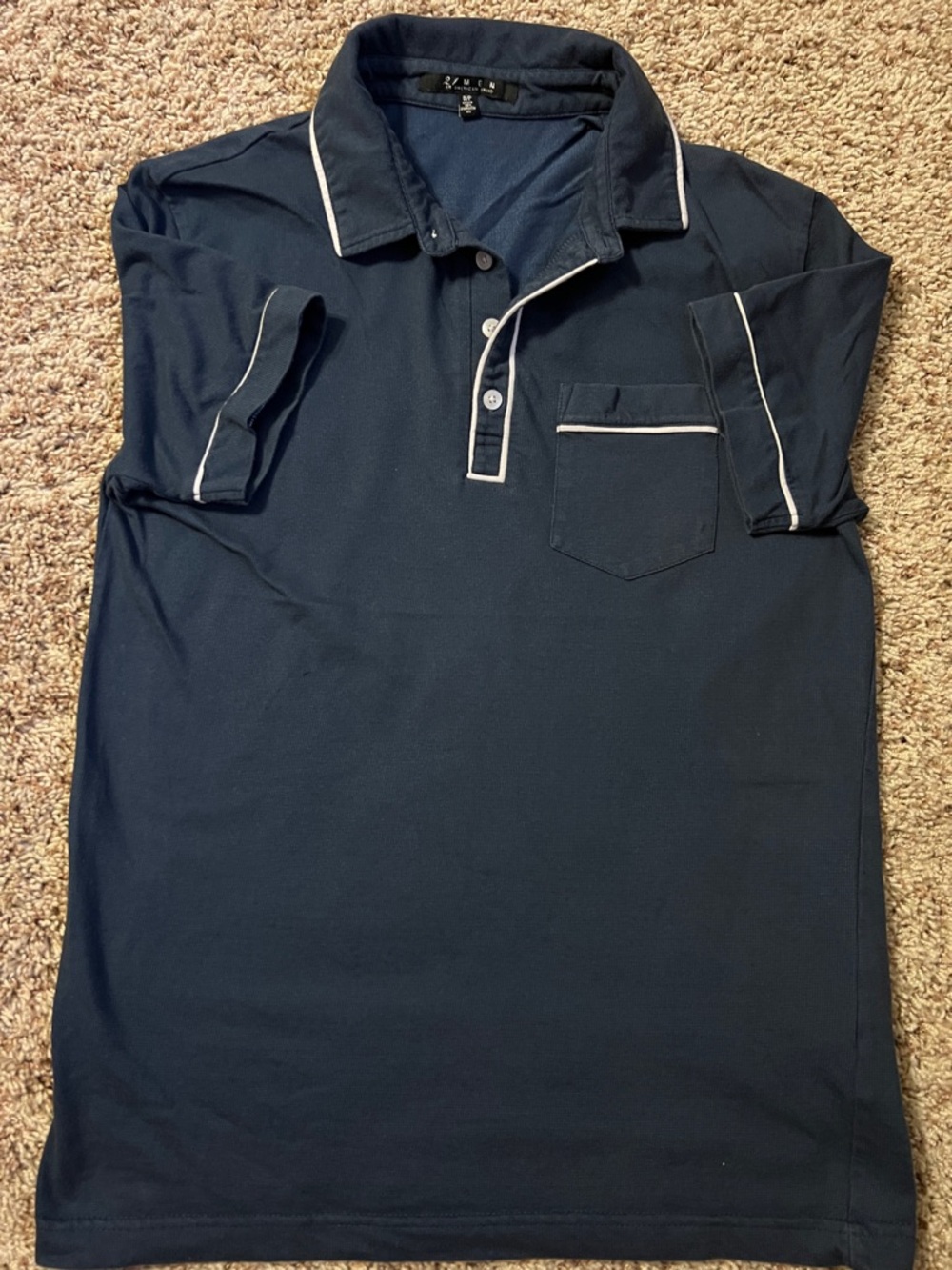 21men Navy Polo with White Piping